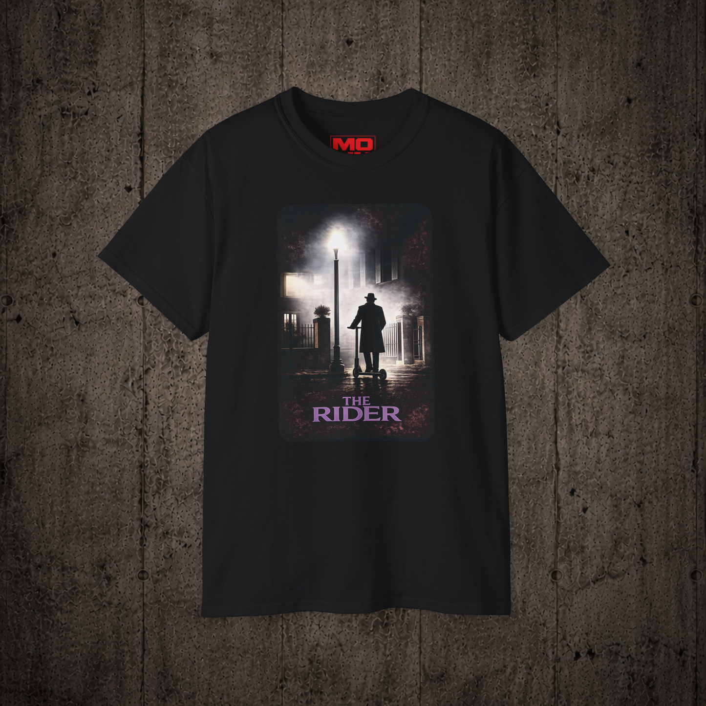 The Rider graphic t-shirt in Black inspired by freestyle scootering and urban riding culture.