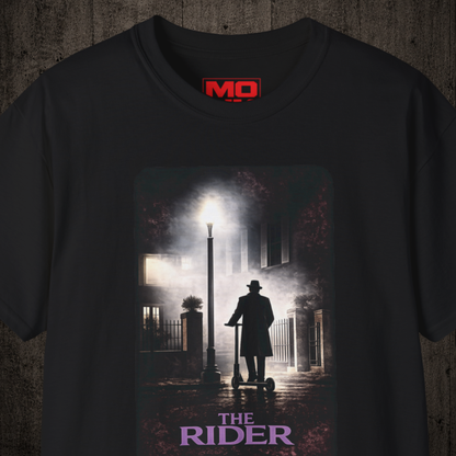 The Rider graphic t-shirt zoom in Black inspired by freestyle scootering and urban riding culture.
