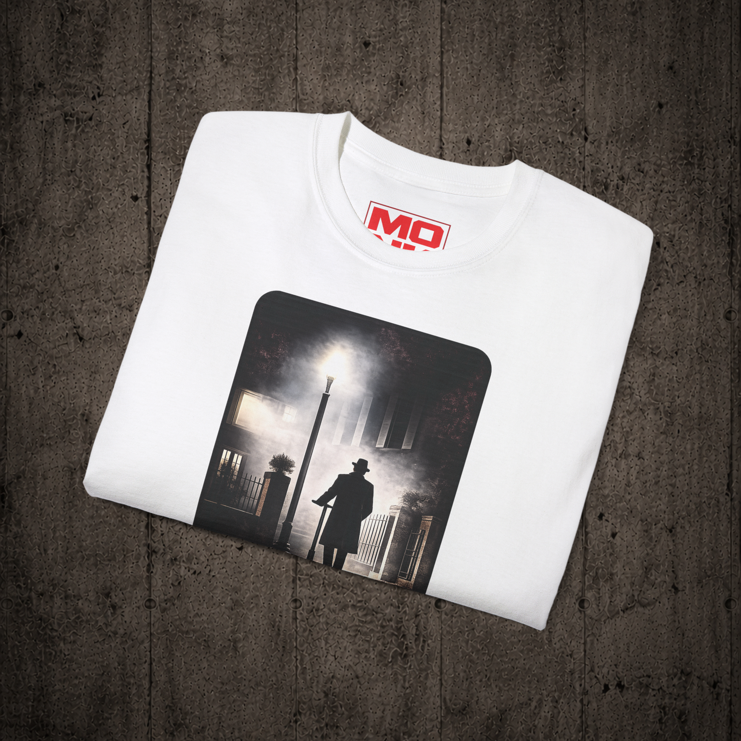 Folded White The Rider graphic t-shirt by MONK featuring premium streetwear artwork.