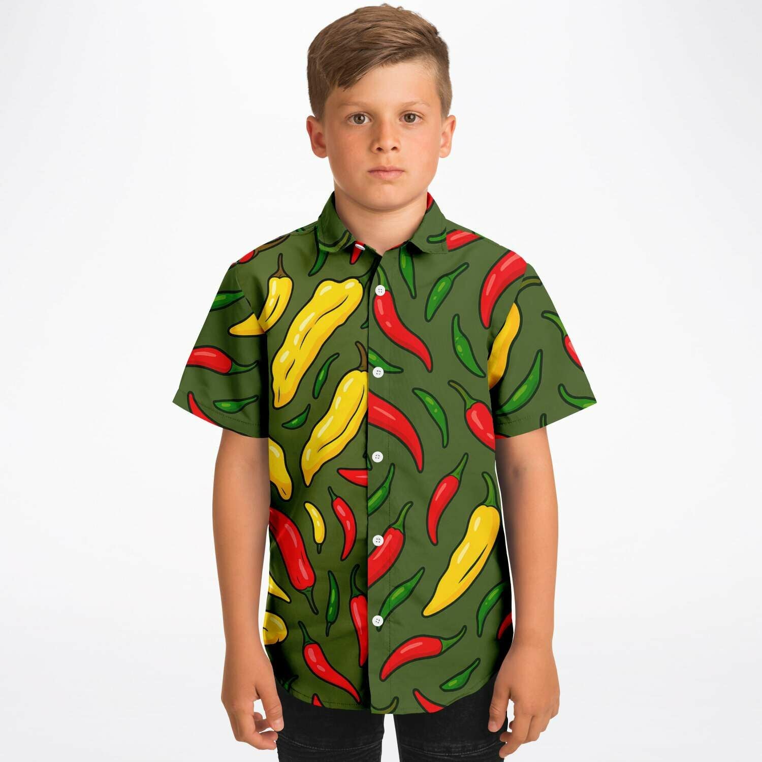 Kids/Youth Hawaiian Shirt Red Hot Chili Peppers Boy Front View